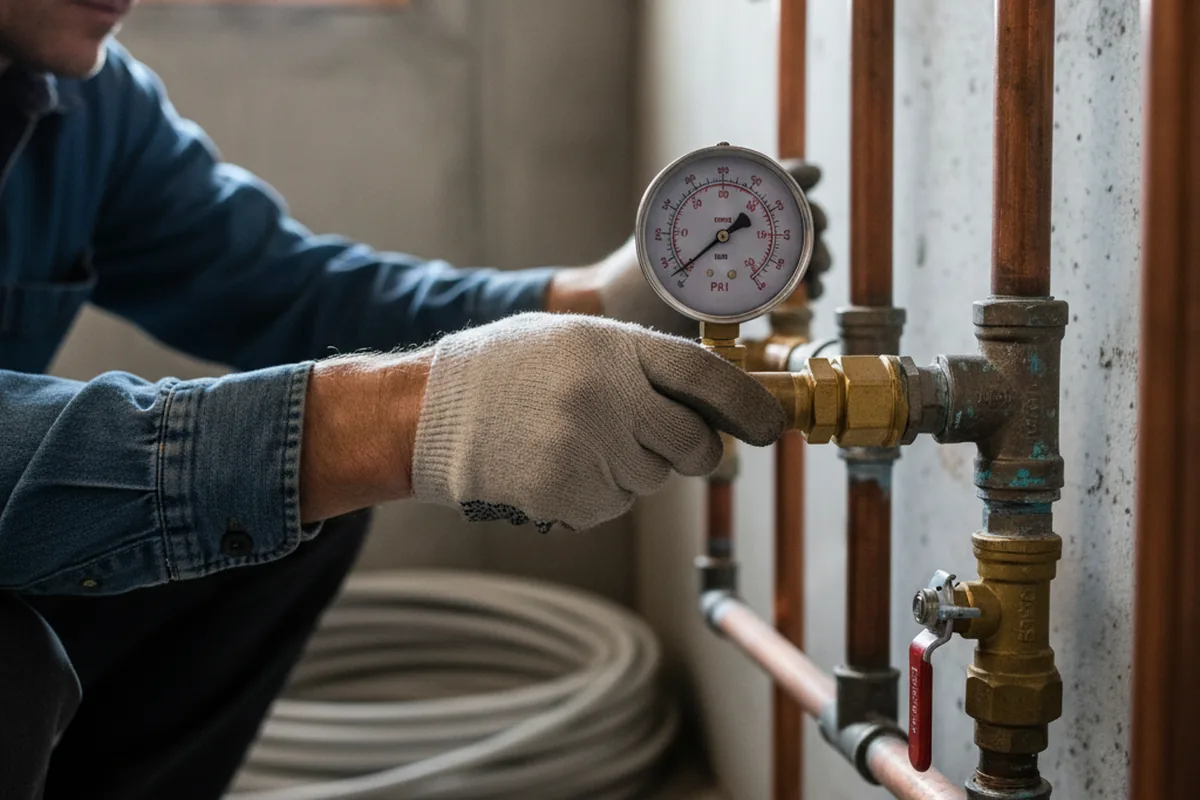 Pressure testing a repaired line during Water Line Repair in Inlet Beach